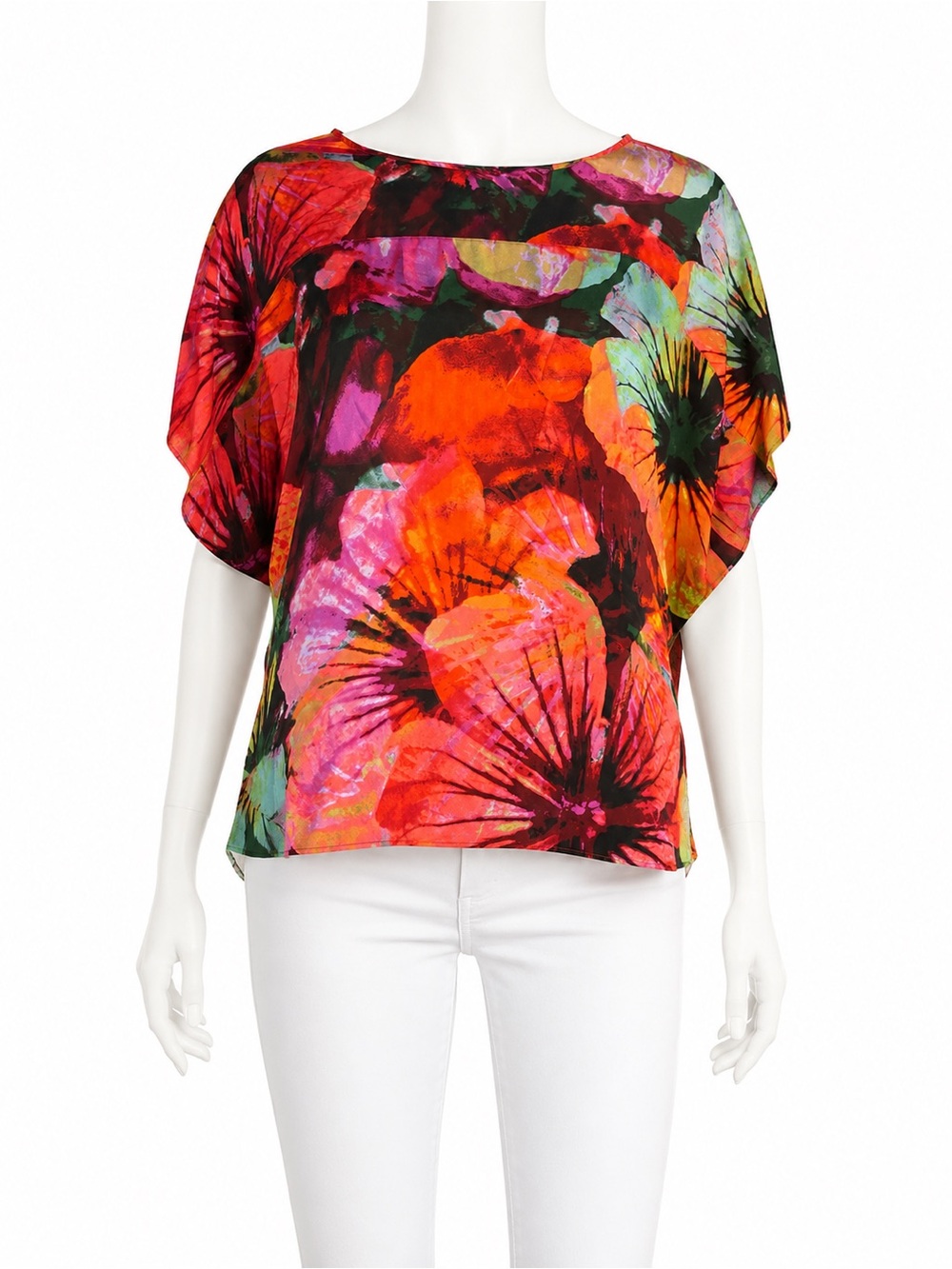 John Paul Richard Colorful Floral Dolman Blouse | Medium
